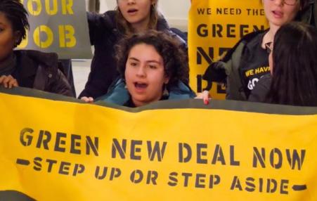 Sunrise Movement activists protesting for a Green New Deal. 