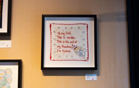 framed handkerchief with embroidery