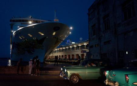 cruise ship docked in Cuba
