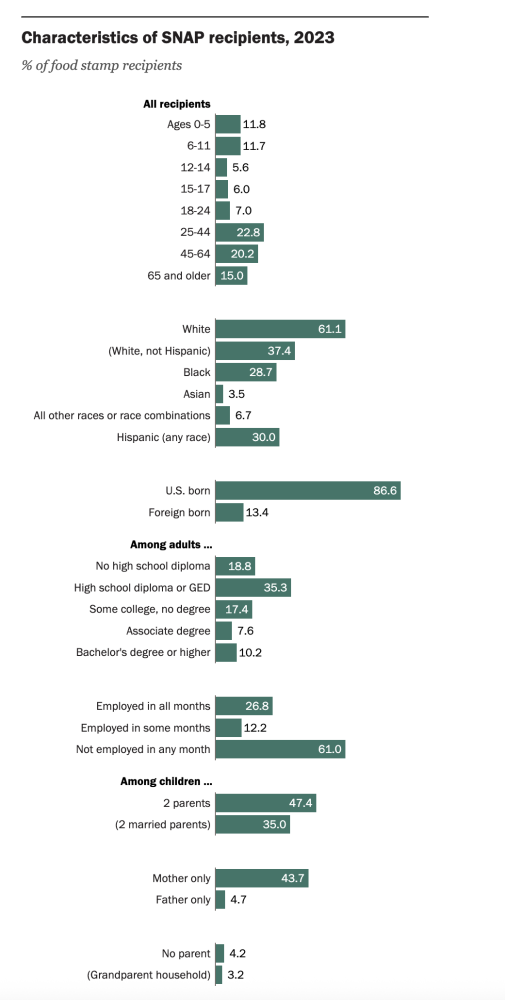 Note: Shares may not sum to 100% due to rounding. Survey asked for recipients’ age and (for children) living arrangements as of December 2023. Source: U.S. Census Bureau, 2024 Survey of Income and Program Participation.