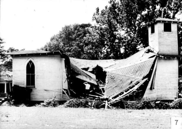 Church in McComb, Mississippi, after it was destroyed by a bomb in 1964