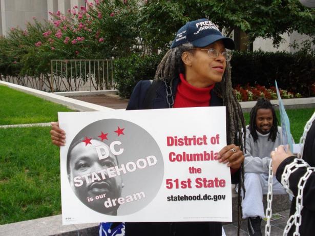 A District resident demands statehood. 