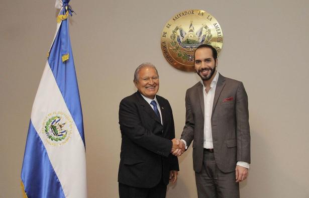 President of El Salvador, Salvador Sánchez Cerén (left), and then-mayor of San Salvador, Nayib Bukele