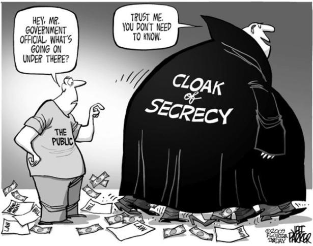 Cartoon showing the evils of official secrecy