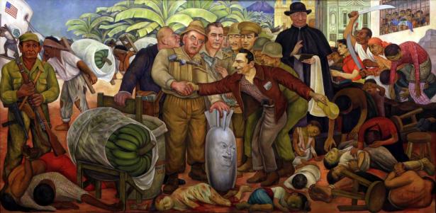 Mural by Diego Rivera depicting the CIA's 1954 overthrow of Guatemala's government
