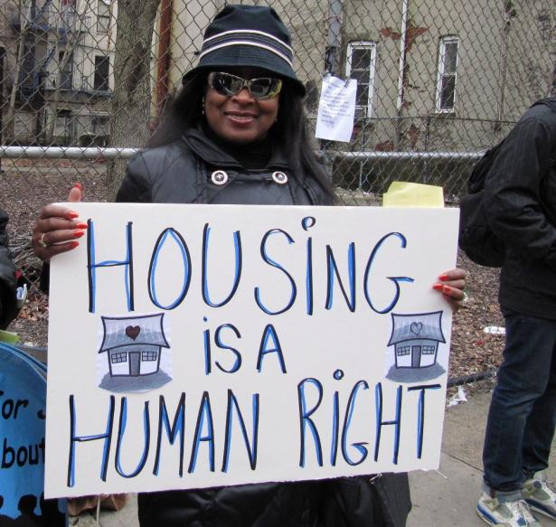 Housing is a Human Right protester