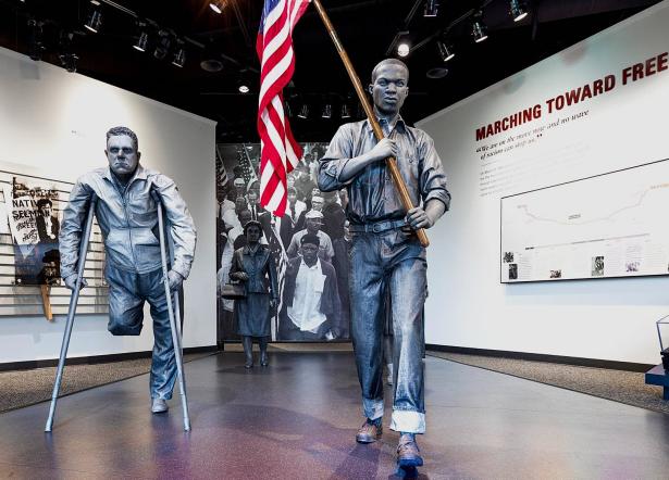 Photo of a multi-media exhibit concerning the Selma-to-Montgomery voting rights march