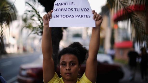 Brazilians protest against the 2018 murder of Rio de Janeiro City Councilor Marielle Franco. 