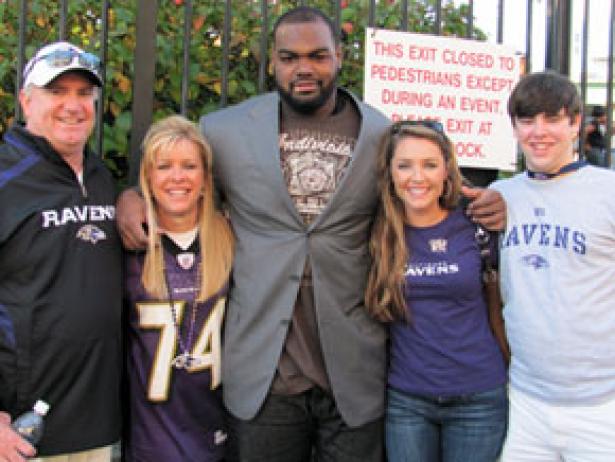 Leigh Ann Touhy and Michael Oher Celebrate Super Bowl Victory 