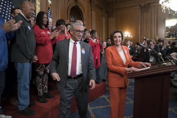 Photo of a session of the House with Rep. Scott and Nancy Pelosi in the foreground