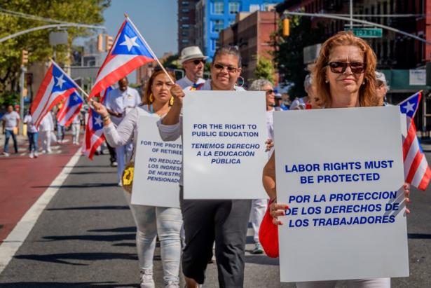 Puerto Ricans participate in a silent protest in New York. 