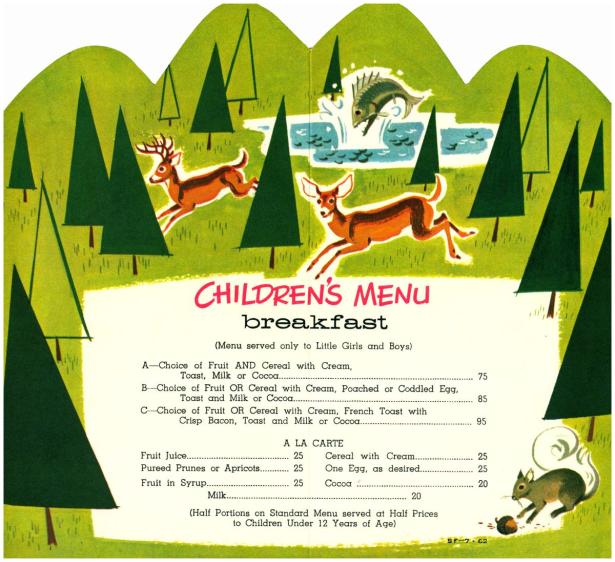 A charming children’s menu from the Union Pacific Railroad Company.