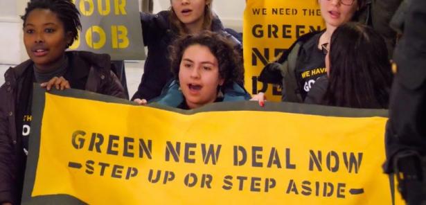 Sunrise Movement activists protesting for a Green New Deal. 