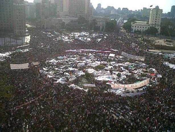 Hundreds of thousands of protestors in Cairo’s Tahrir Square on February 8, 2011. 