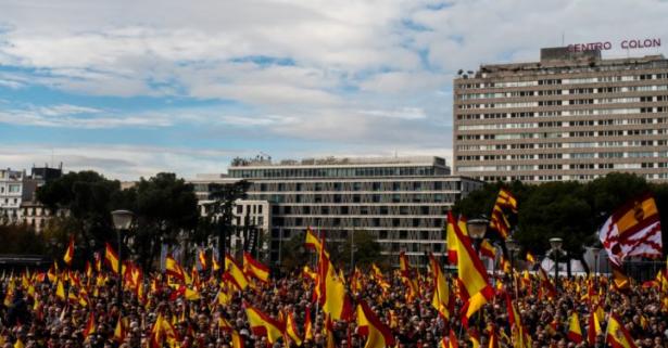 A rally of supporters of Spain’s far-right Vox party. 