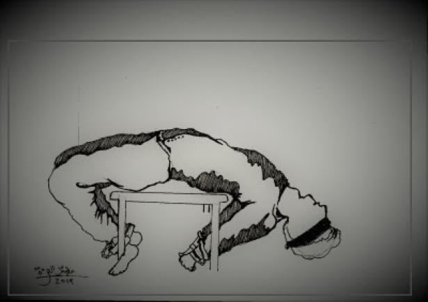 drawing of "banana" torture position