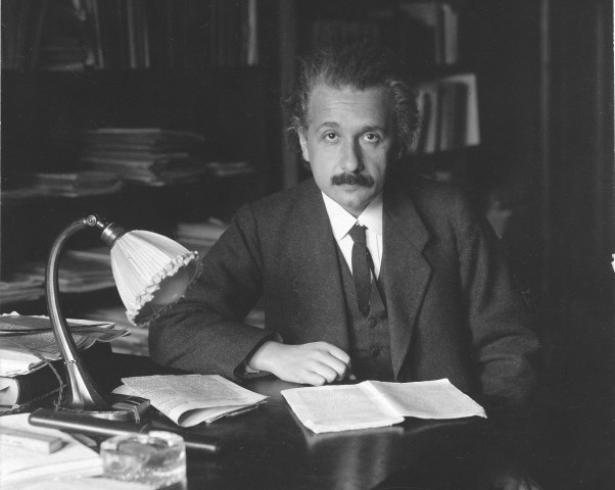 Albert Einstein in his office at the University of Berlin