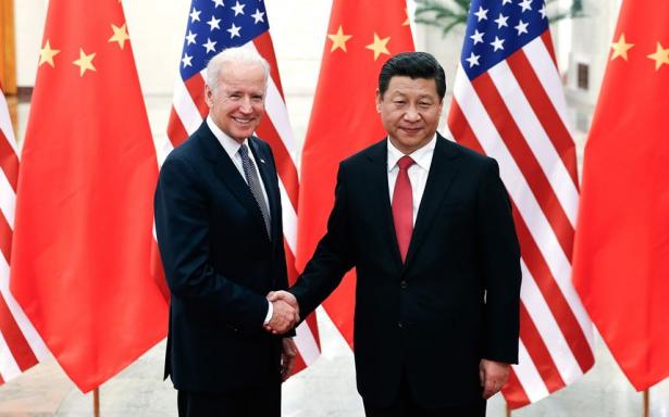 Former US Vice President Joe Biden with Chinese President Xi Jinping. 