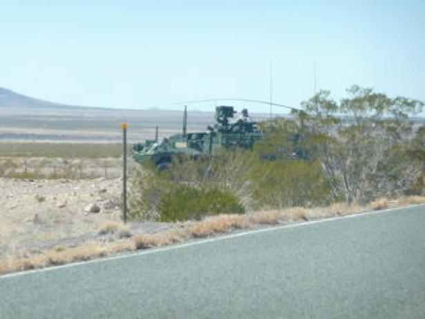 military tank at the US-Mexico borderl