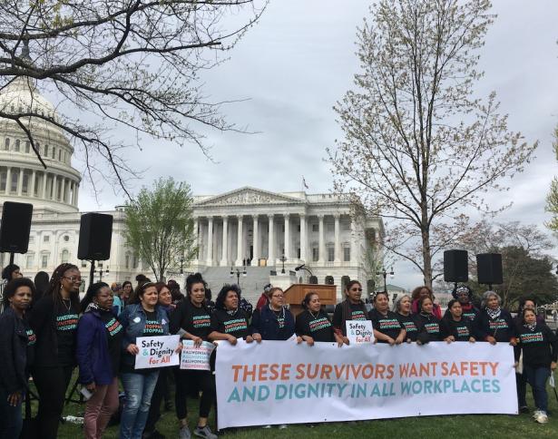 Domestic workers and farmworkers demonstrating