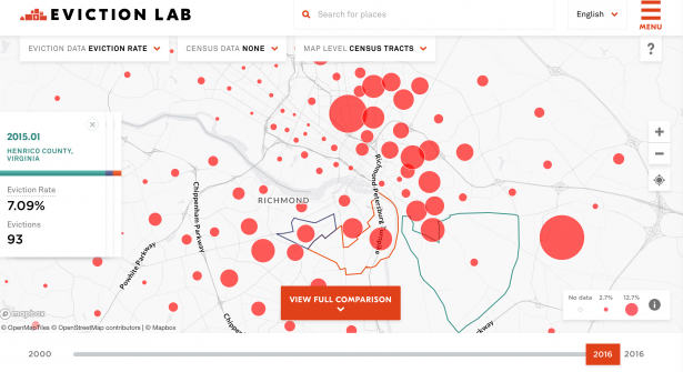 map of eviction in USA