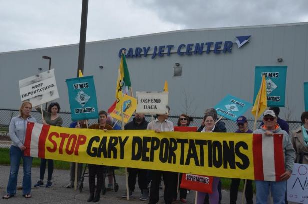 demonstration against deportations in Gary, Indiana.