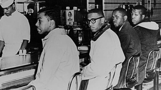 The first day, February 1, 1960, of the sit-ins that made civil rights history