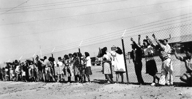 Residents of a concentration camp in the U.S. in 1943