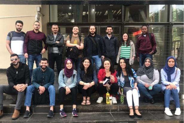 group photo of Palestinian youth organizers