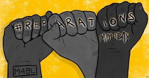 fists spelling reparations