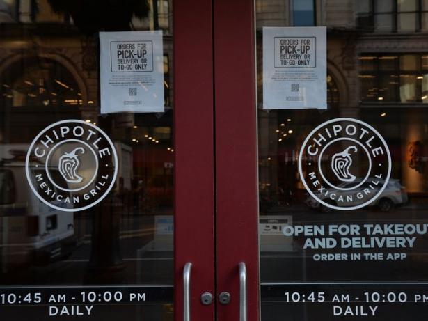 Doors of a Chipotle restaurant front  