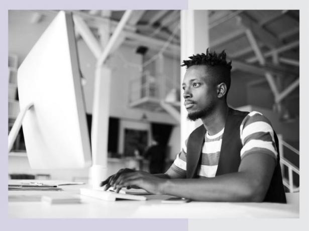 worker loooking at computer screen