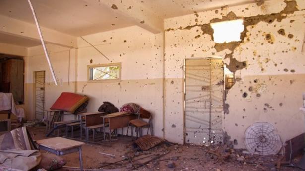Bombed ruins of a school in Taiz, Yemen.