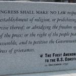 Ist Amendment of the US Constitution engraved on a stone tablet