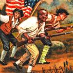 Three American Revolutionary soldiers, two white, one of color