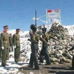 Chinese and Indian troops on the disputed border in the Himalayas. 