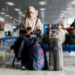 woman waitig in airport