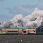 Smoke rises from a chemical plant fire after Hurricane Laura passed through Lake Charles, Louisiana. 
