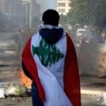 Protester with Lebanese flag