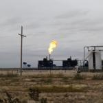 Natural gas flares at a facility south of Carlsbad, New Mexico.