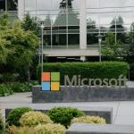Photo of the facade of Microsoft headquarters
