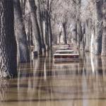 Flooding in a downtown park on the Pine Ridge Reservation. 