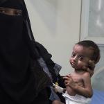 Nora brings her four month-old son Saleh to Al Hudaydah’s main hospital. 