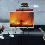 Gov. Gavin Newsom briefs President Donald Trump on California’s wildfires on Sept. 14, 2020. 