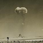 Mushroom cloud rising from Yucca Flats on April 22, 1952