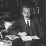 Albert Einstein in his office at the University of Berlin