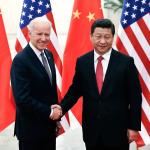 Former US Vice President Joe Biden with Chinese President Xi Jinping. 