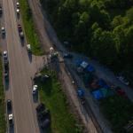 aerial shot of miners' blockage