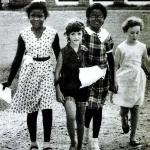 An integrated group of students, together immediately after their school was desegregated