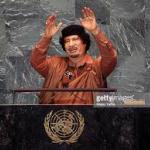 Gaddafi at UN podium